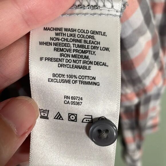 COLUMBIA Plaid Button Down Shirt Orange Grey Women’s Small Outdoors Hiking Fall - Picture 4 of 7